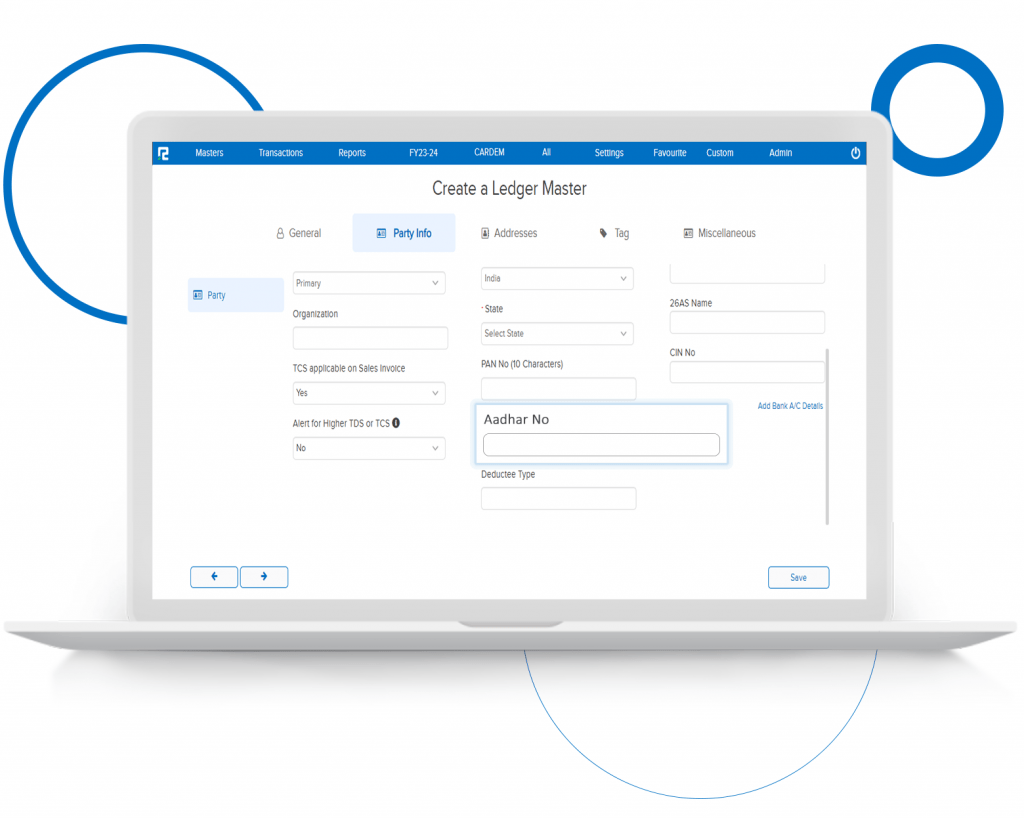Aadhar Field Addition in Ledger Master