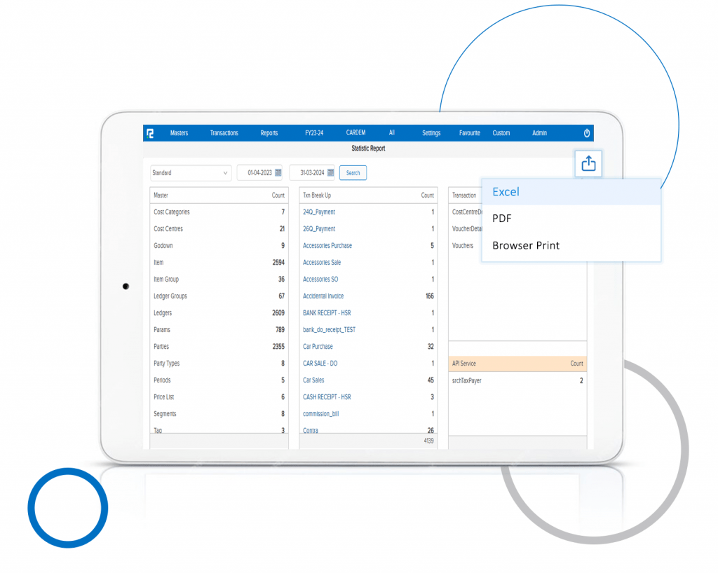 Export Option in Statistics