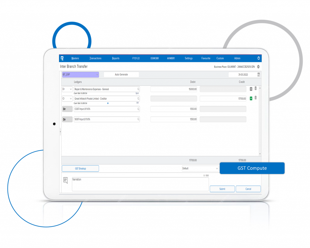GST Auto-Computation in Inter-Branch Transaction Screen