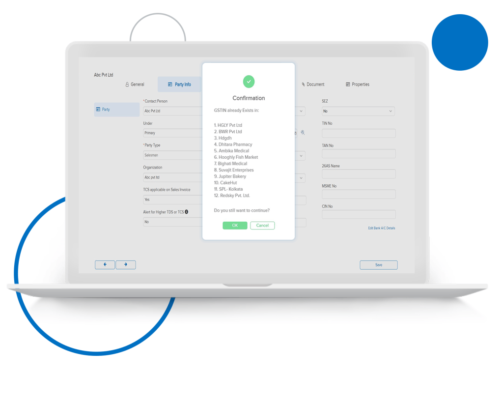 GSTIN Duplication Alert in Ledger Master