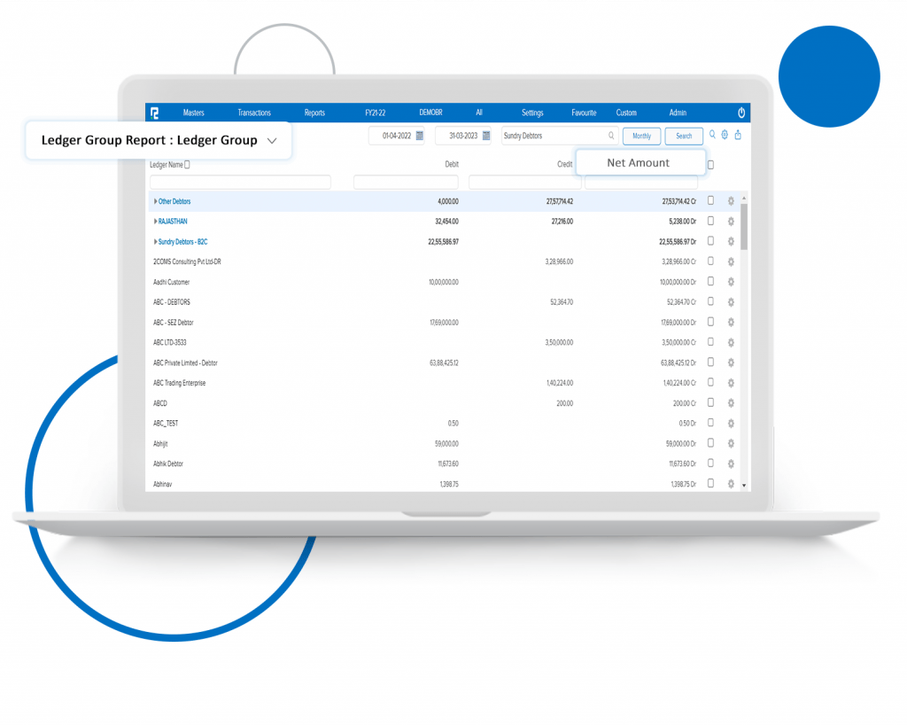 Net Column Added in Ledger Group Report