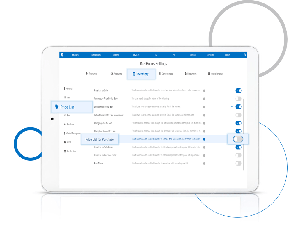 Price List for Purchase
