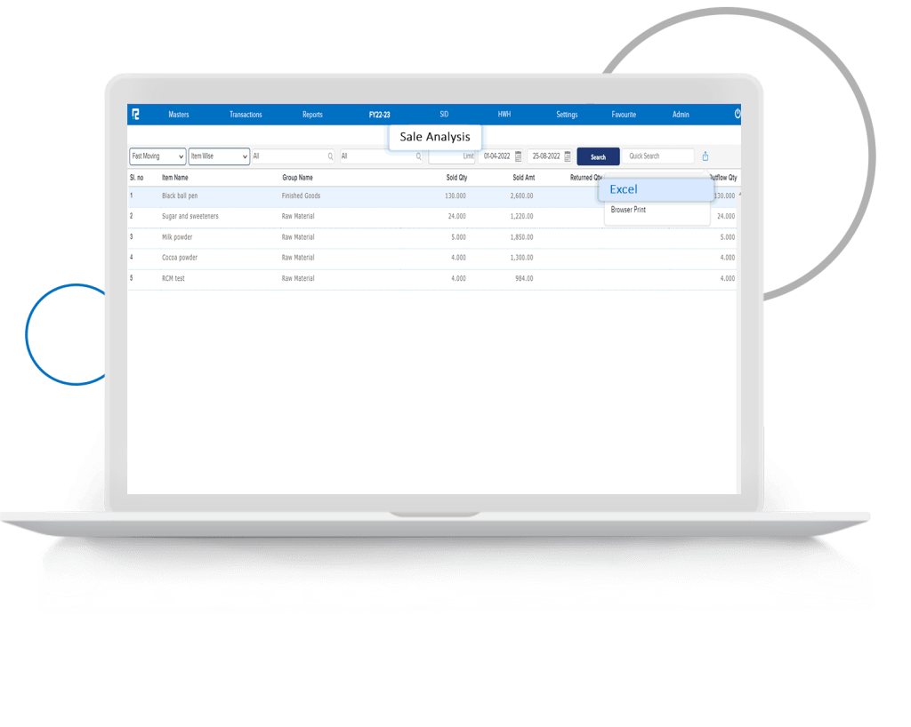 Sale Analysis Report Export