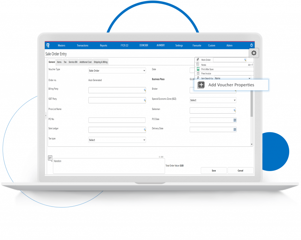 Voucher Property in Sale and Purchase Orders