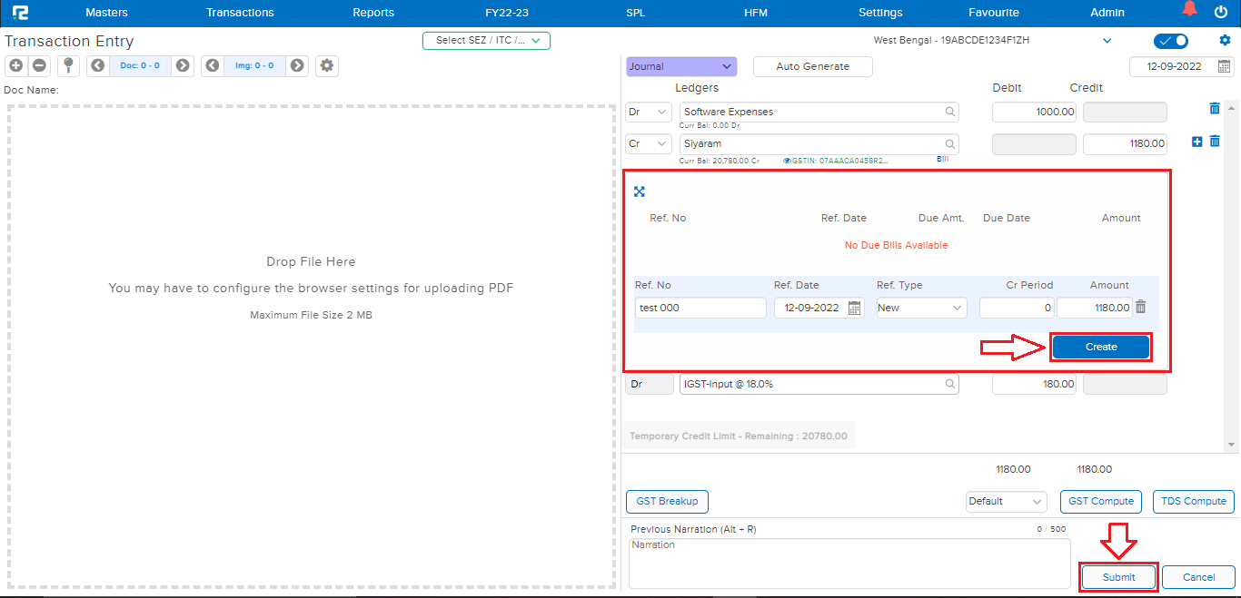Amount adjustment bill popup