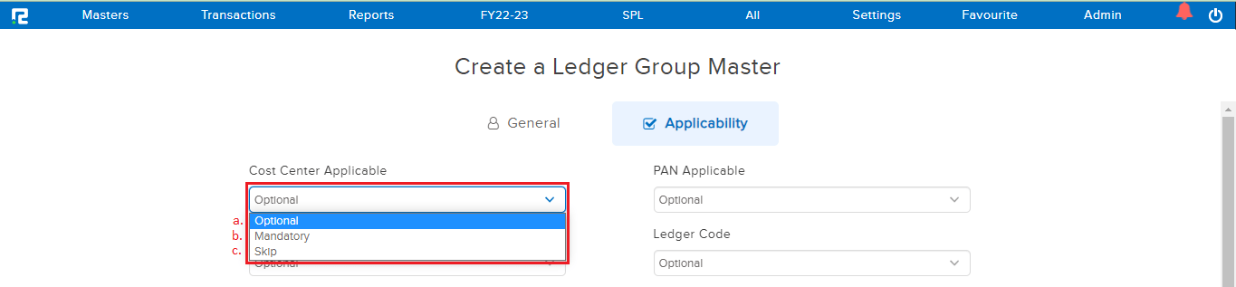 Applicability Options