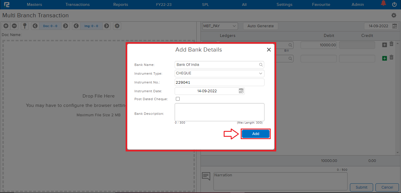 Bank details