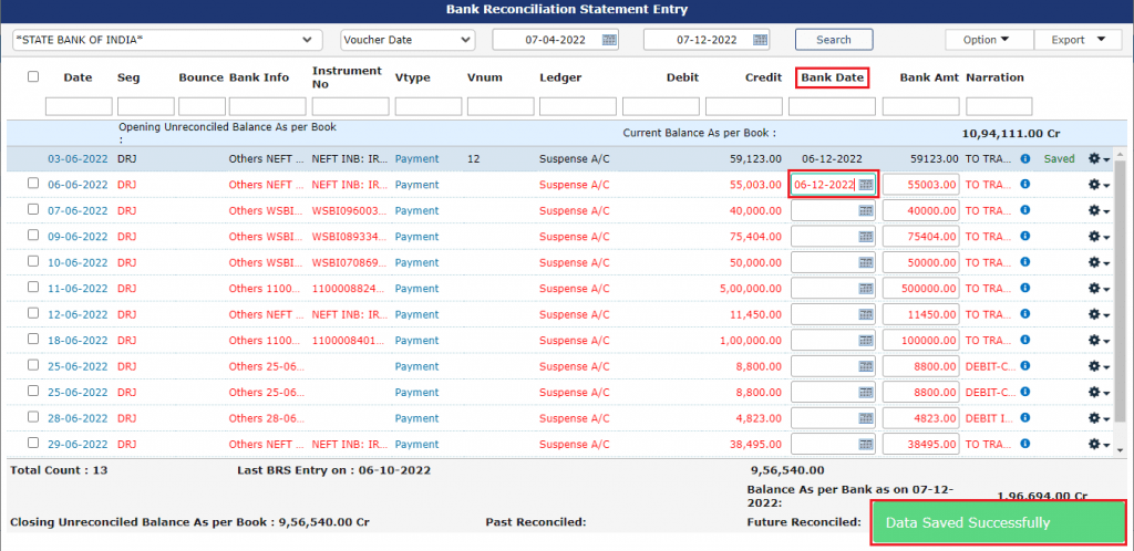 Bank Reconciliation Statement Report(BRS) - RealBooks