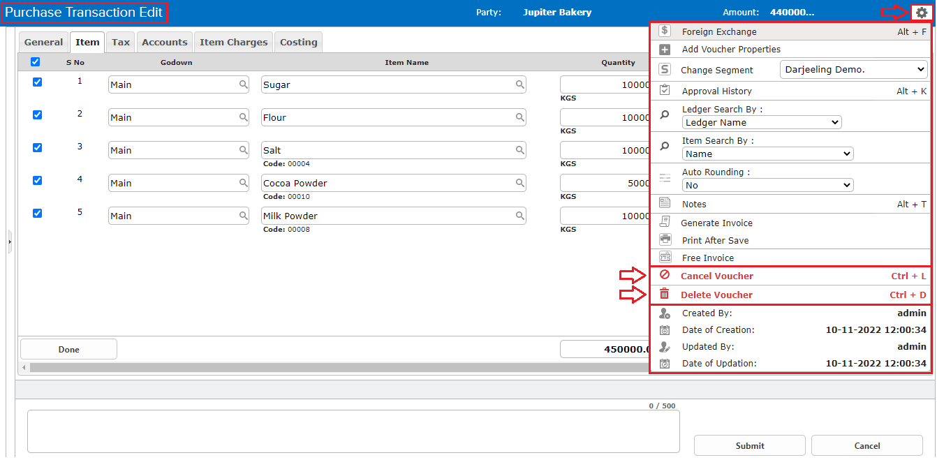 Cancel,delete voucher