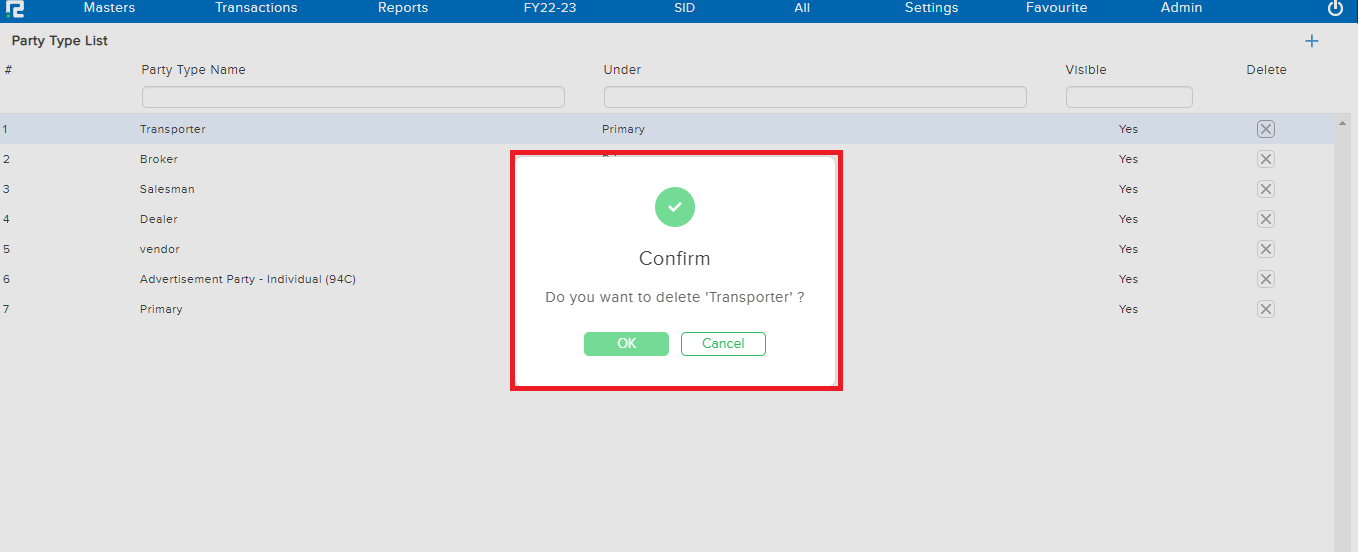 Confirmation Popup