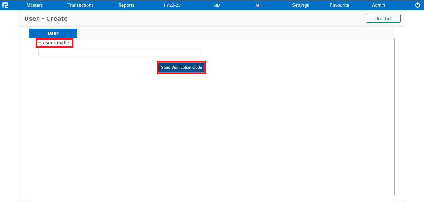 Enter user email address