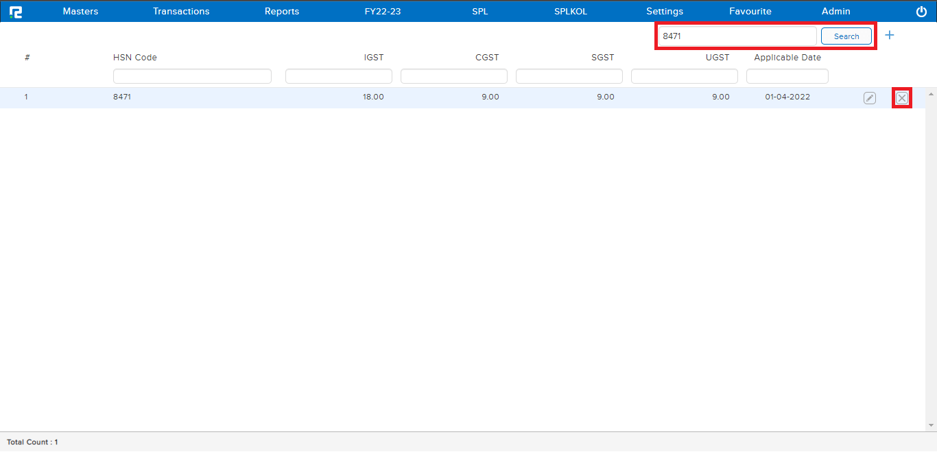 HSN Master Delete Procedures