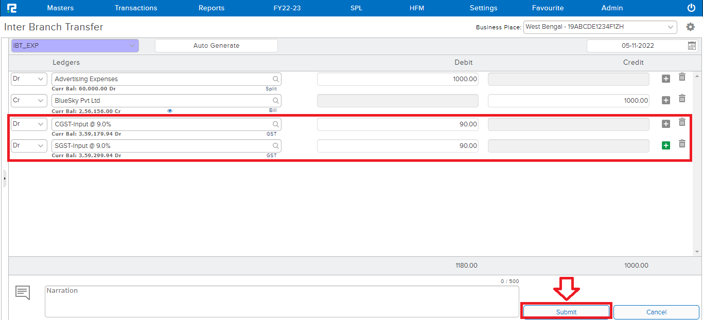 IBT GST MANUAL BREAK UP