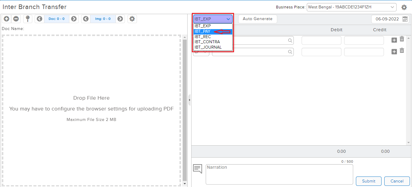 IBT pay screen