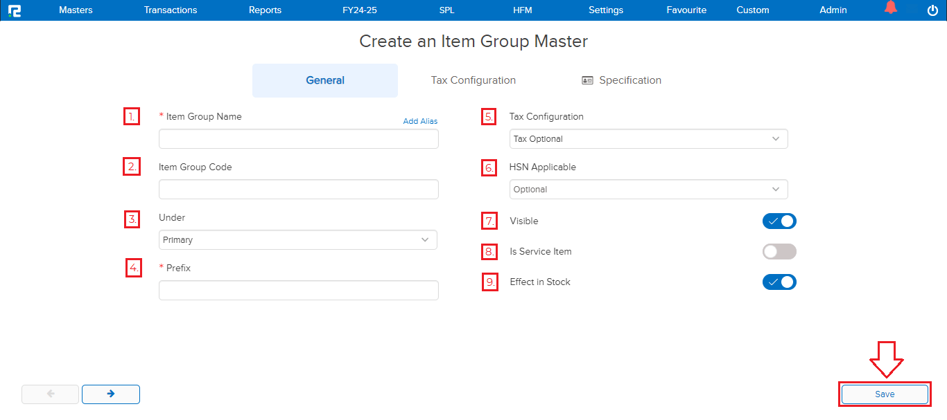 Item grp create
