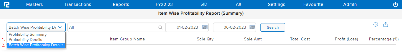 Item Wise Profitability Report Variation