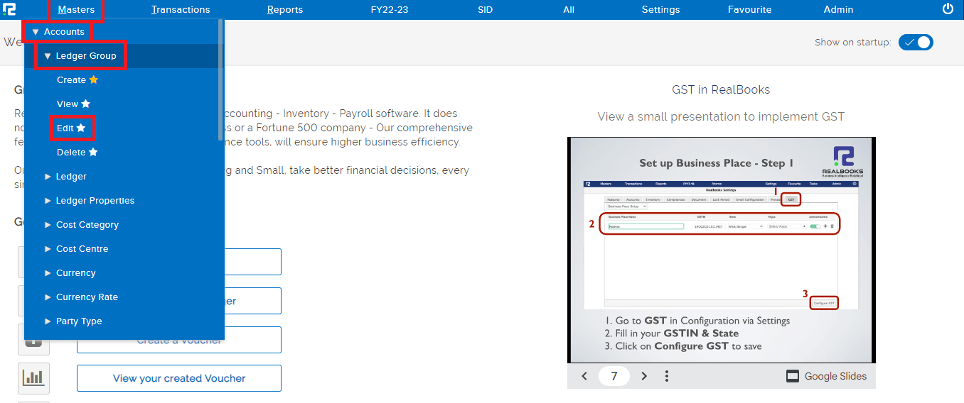 Ledger Group edit path