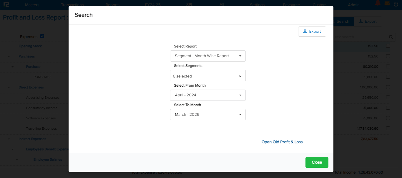 PL Segment - month wise report