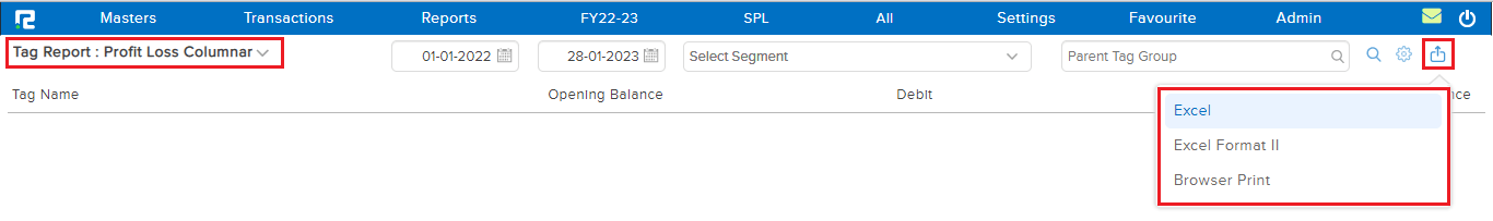 Profit & Loss Columnar