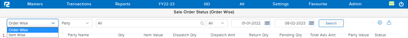 Sale order status variation