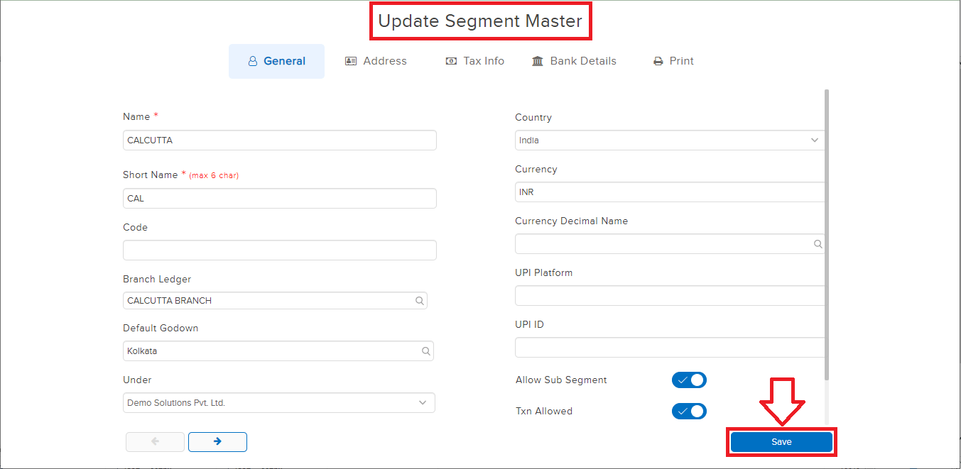 Segment update screen