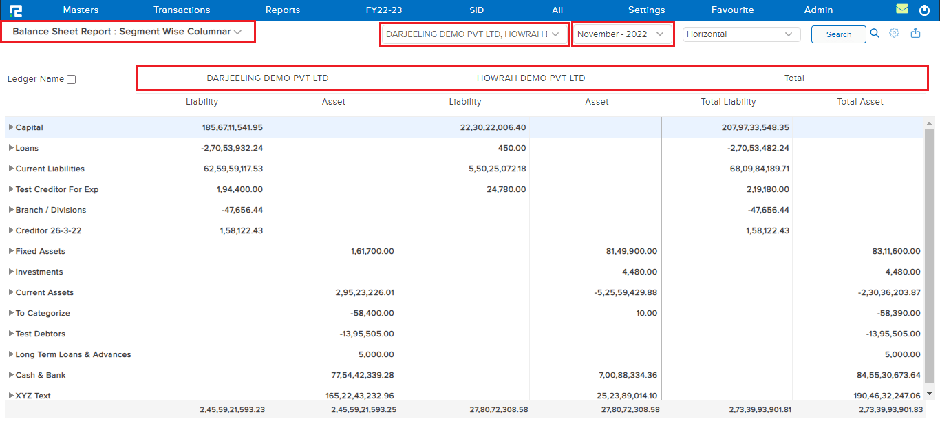 Segment wise columner