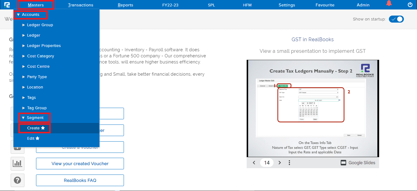 Steps for creating a voucher