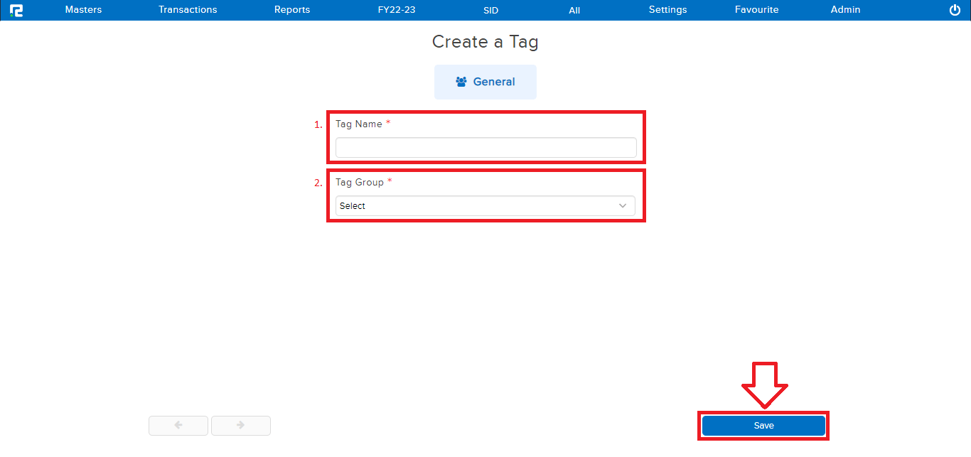 Tag create page