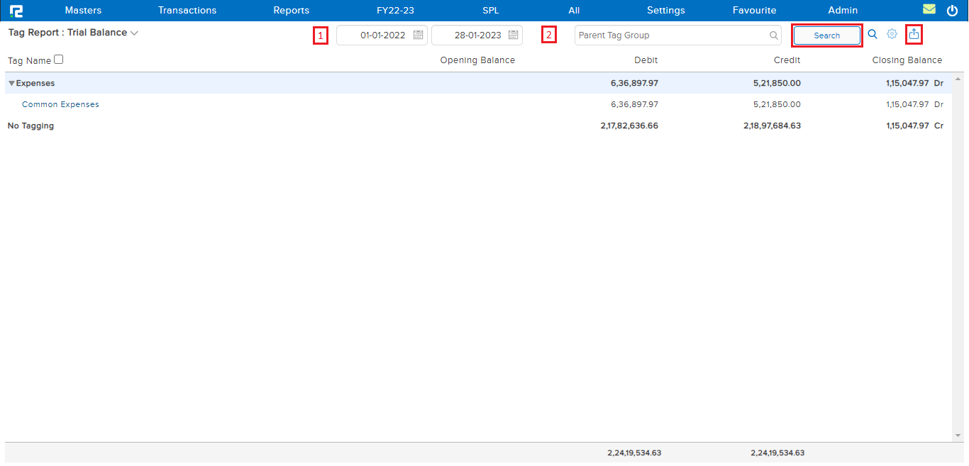 Tag Report Screen