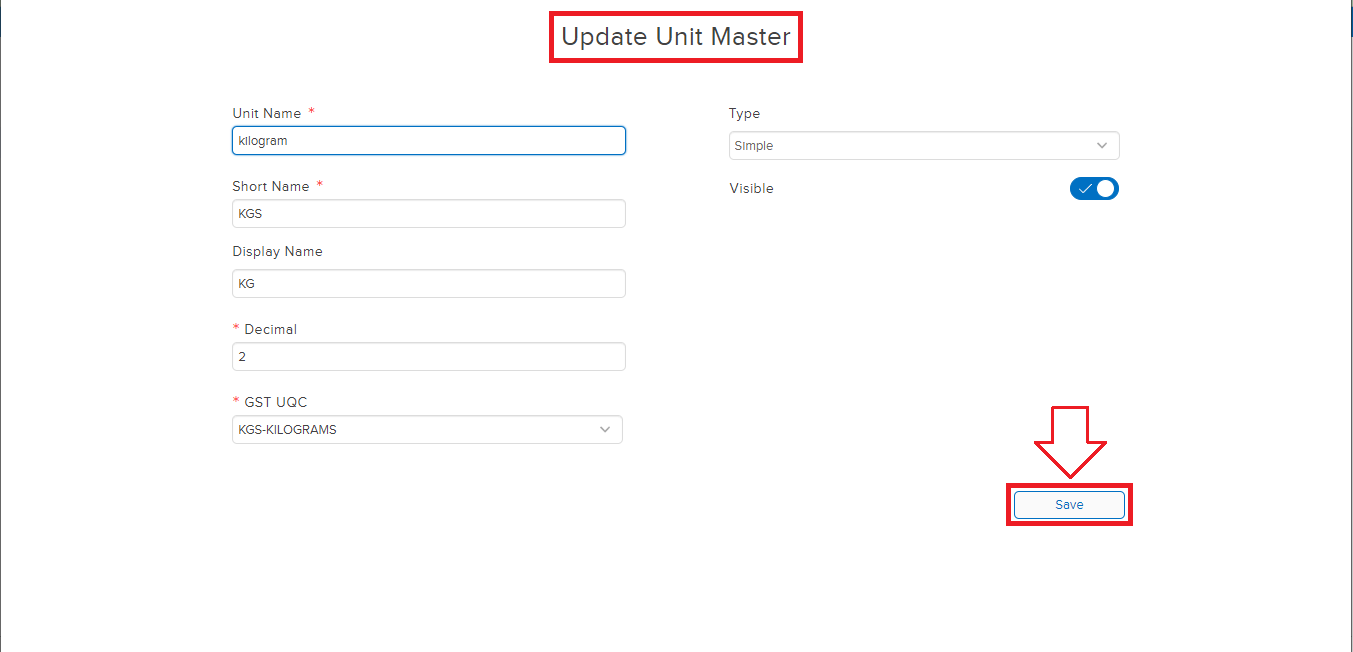 unit Update Screen Popup