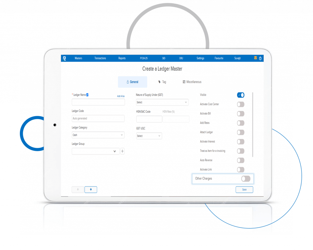 Ledger Master-Other Charges Marking Option Required