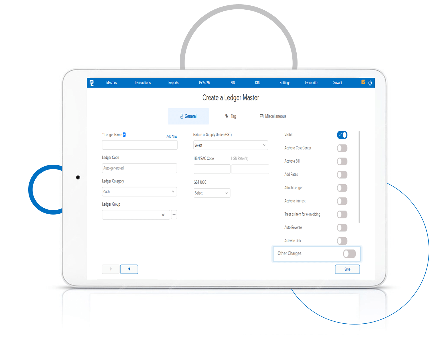 Ledger Master-Other Charges Marking Option Required