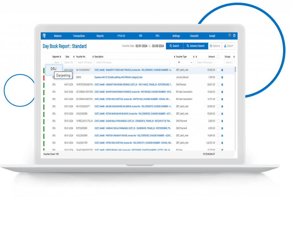 Seg Name Pop Up Require in Ledger Report