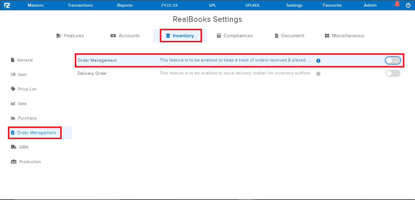 Enable order management
