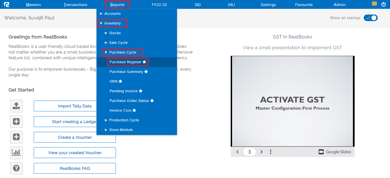 Purchase register path