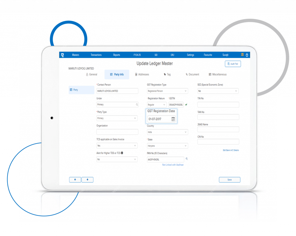 Date of Registration field required in ledger