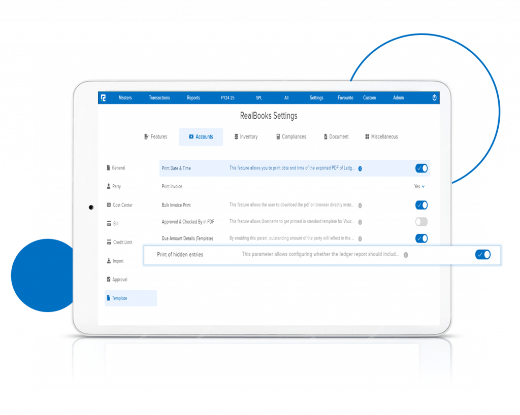 Ledger Report Print Option Control