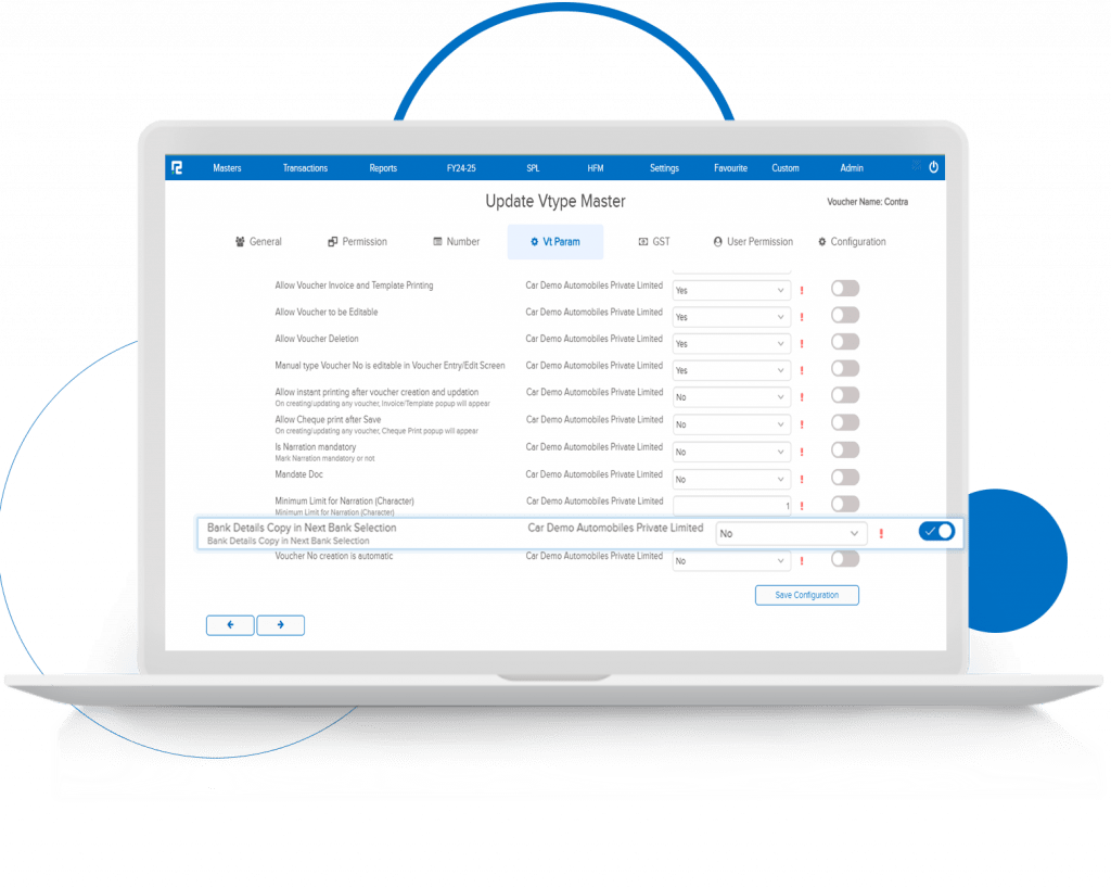 Param for Bank Details