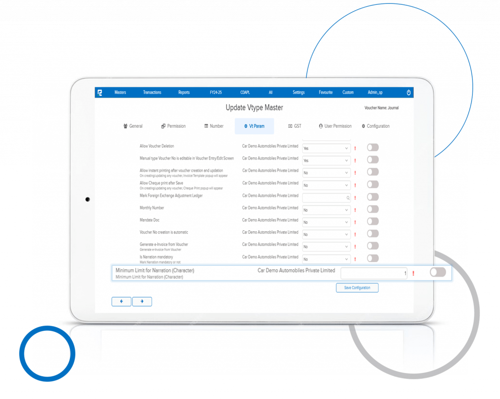 Param to configure Mandatory Narration