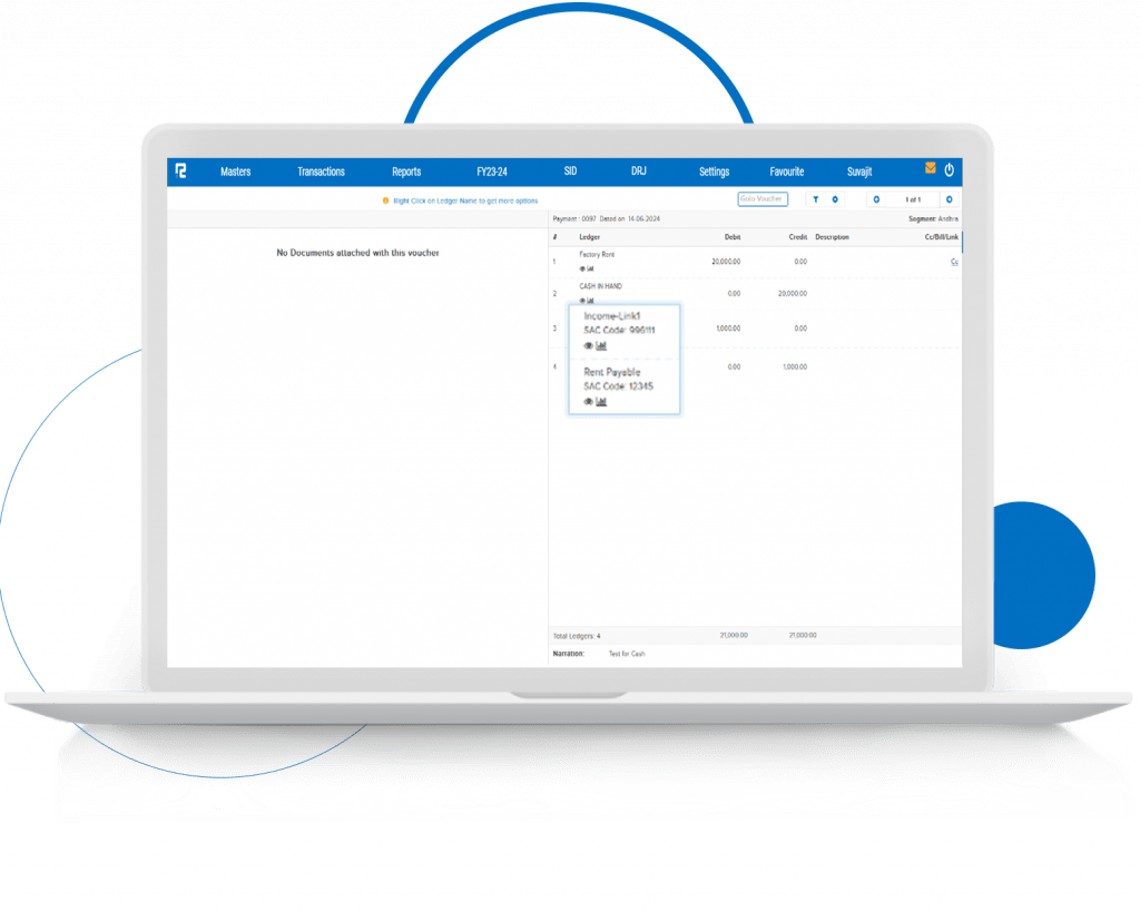 Transaction View HSN,SAC display