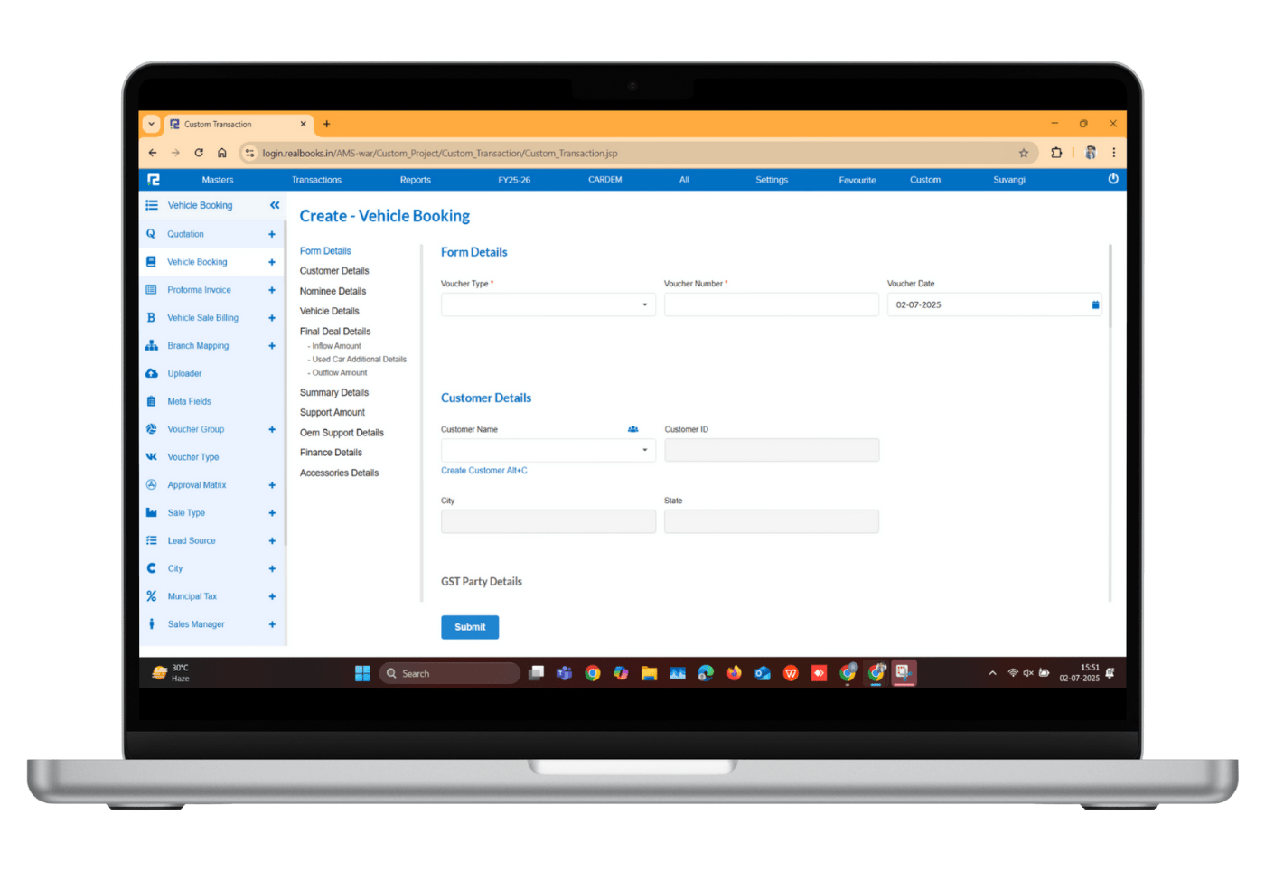 Vehicle Booking Features