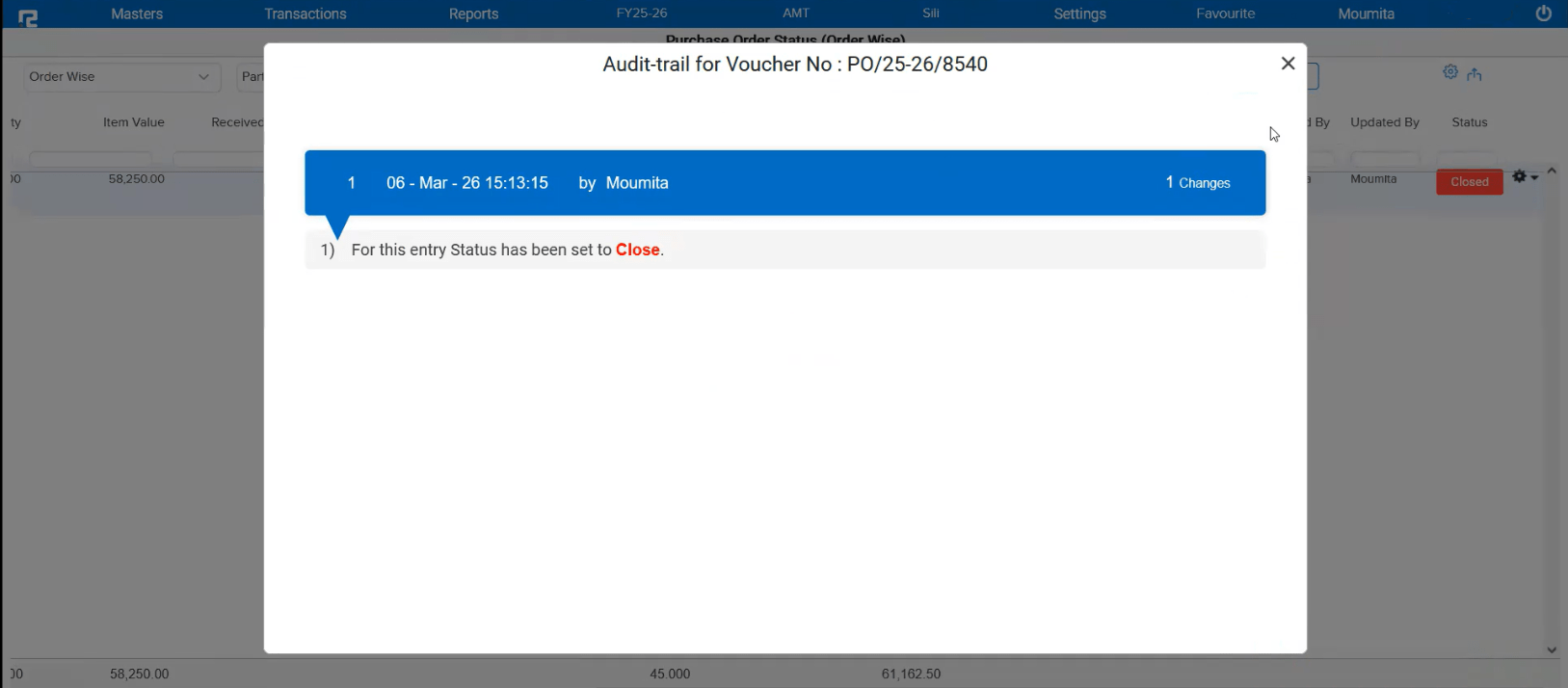 Correct user in audit trail