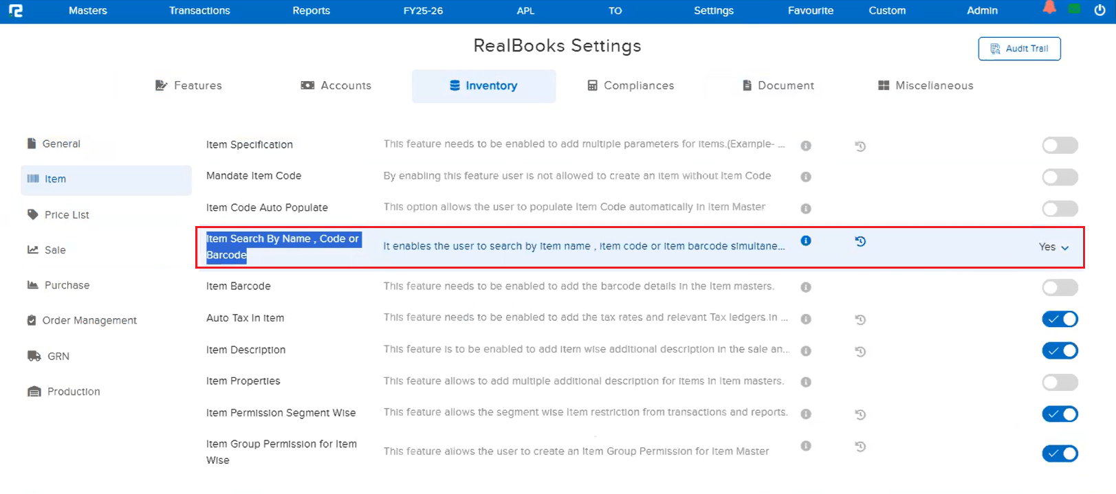 Settings simultaneous search