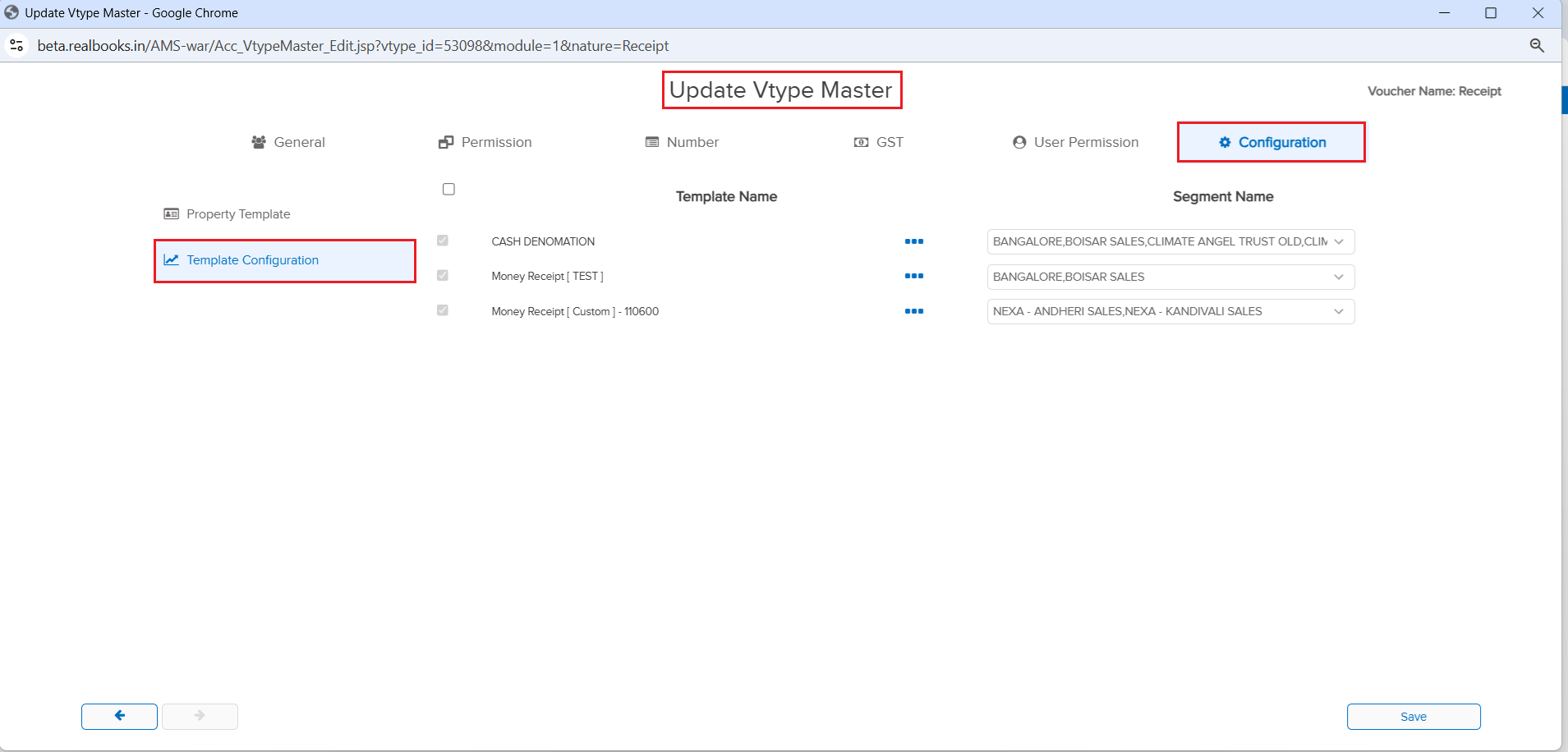 Voucher Type Template Assignment