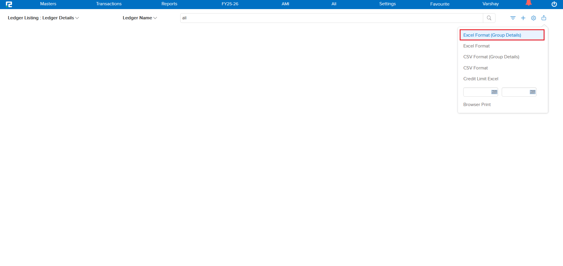GST fields in export