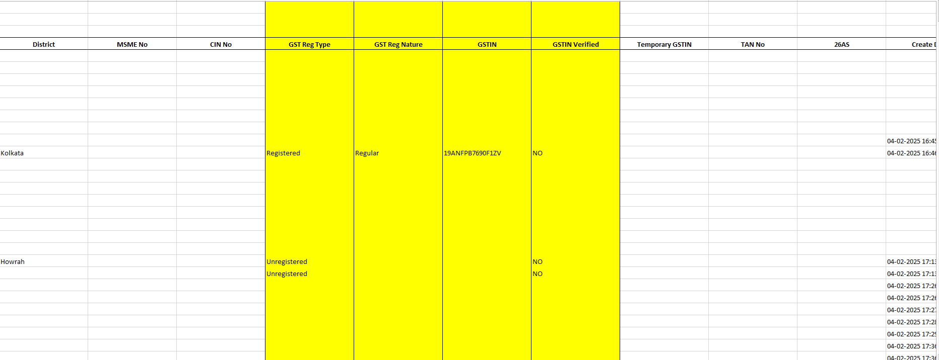 Excel with GST columns