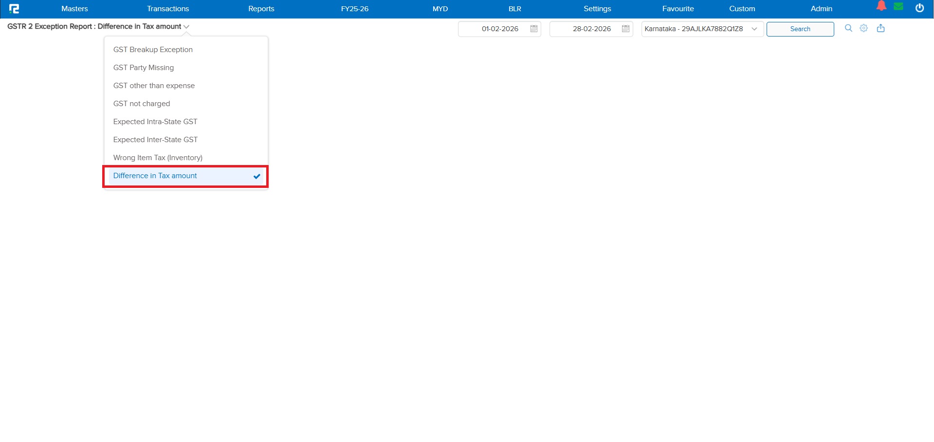 GSTR-2 Exception variation