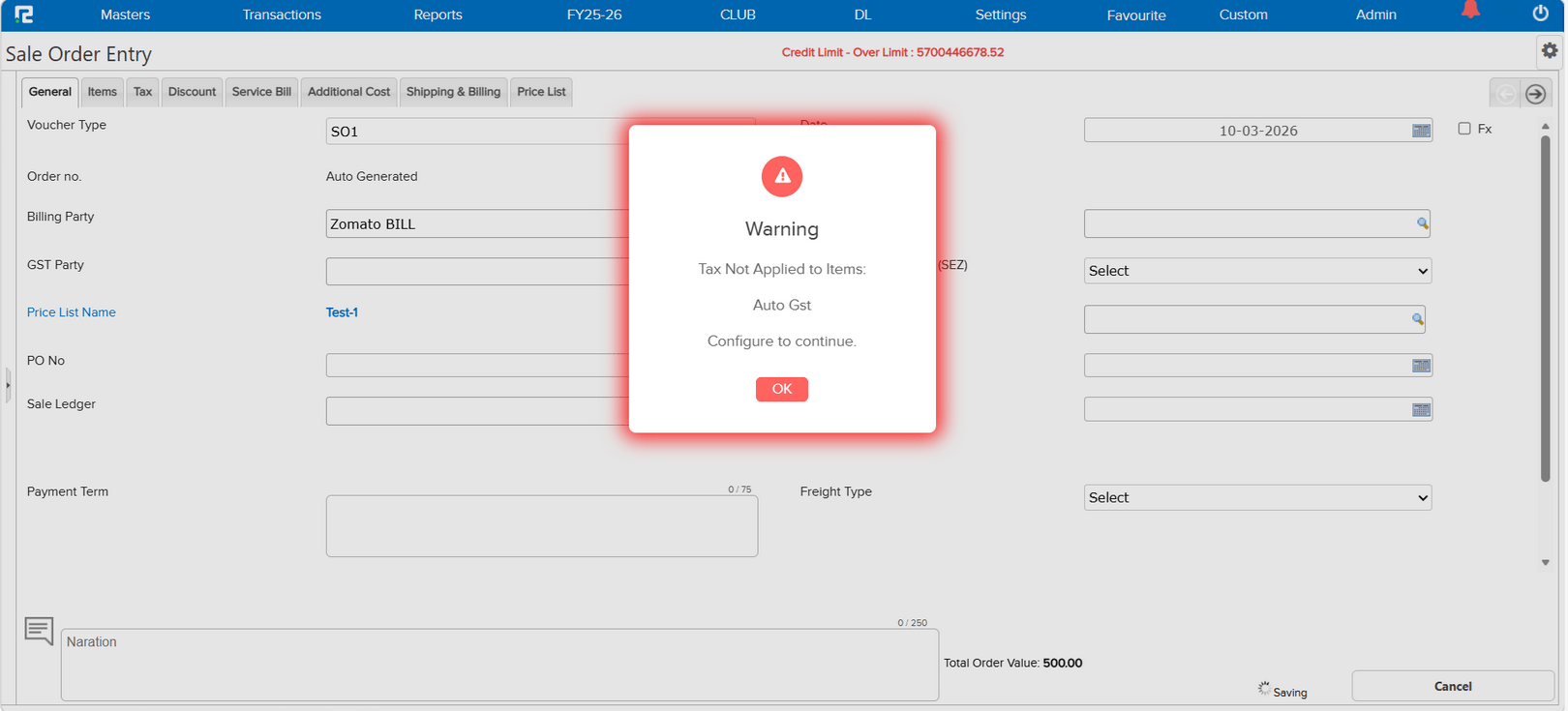 GST validation on Purchase Order