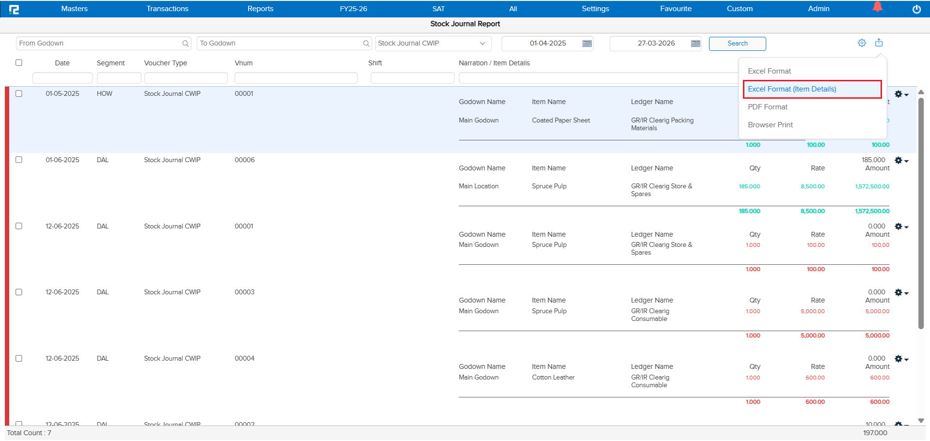 Item View ledger option
