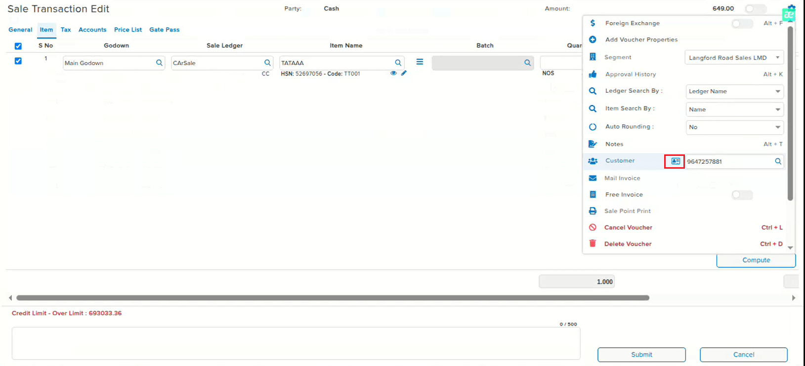 Customer details missing